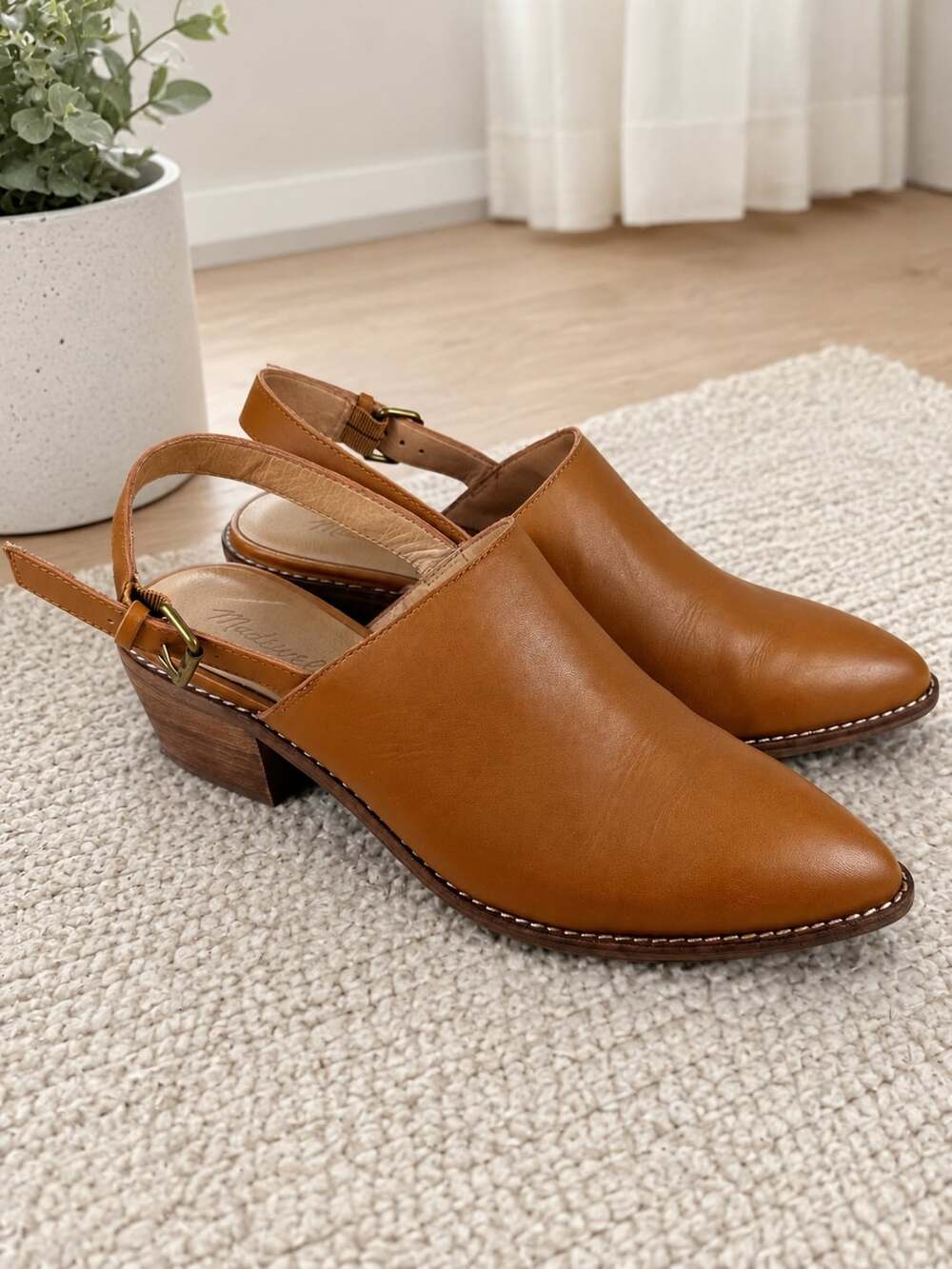 Madewell Jess Slingback Mule English Saddle Brown Leather Heels Women’s 10